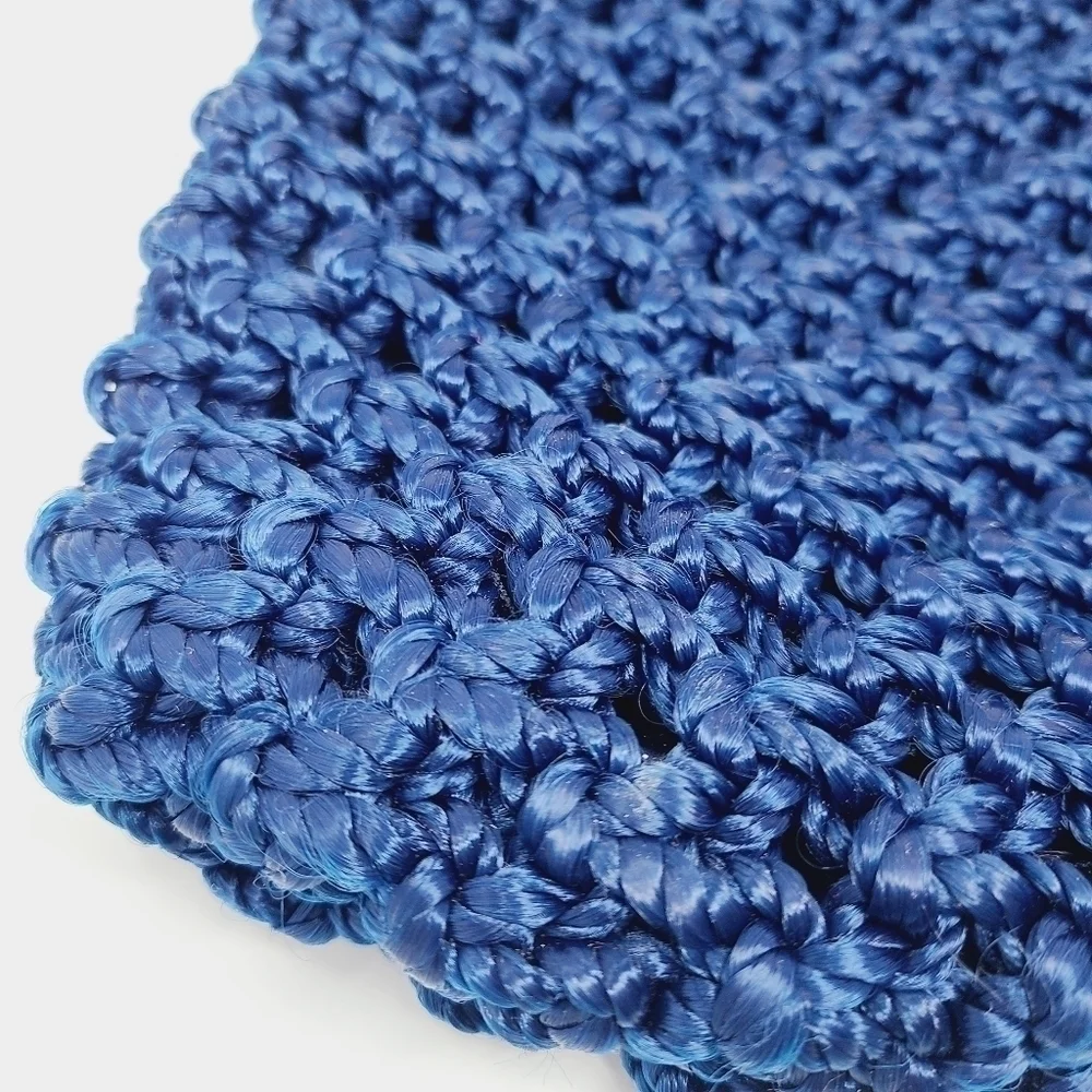 Unbranded | Blue Weaved Bag w/ Wooden Handles (One Size)